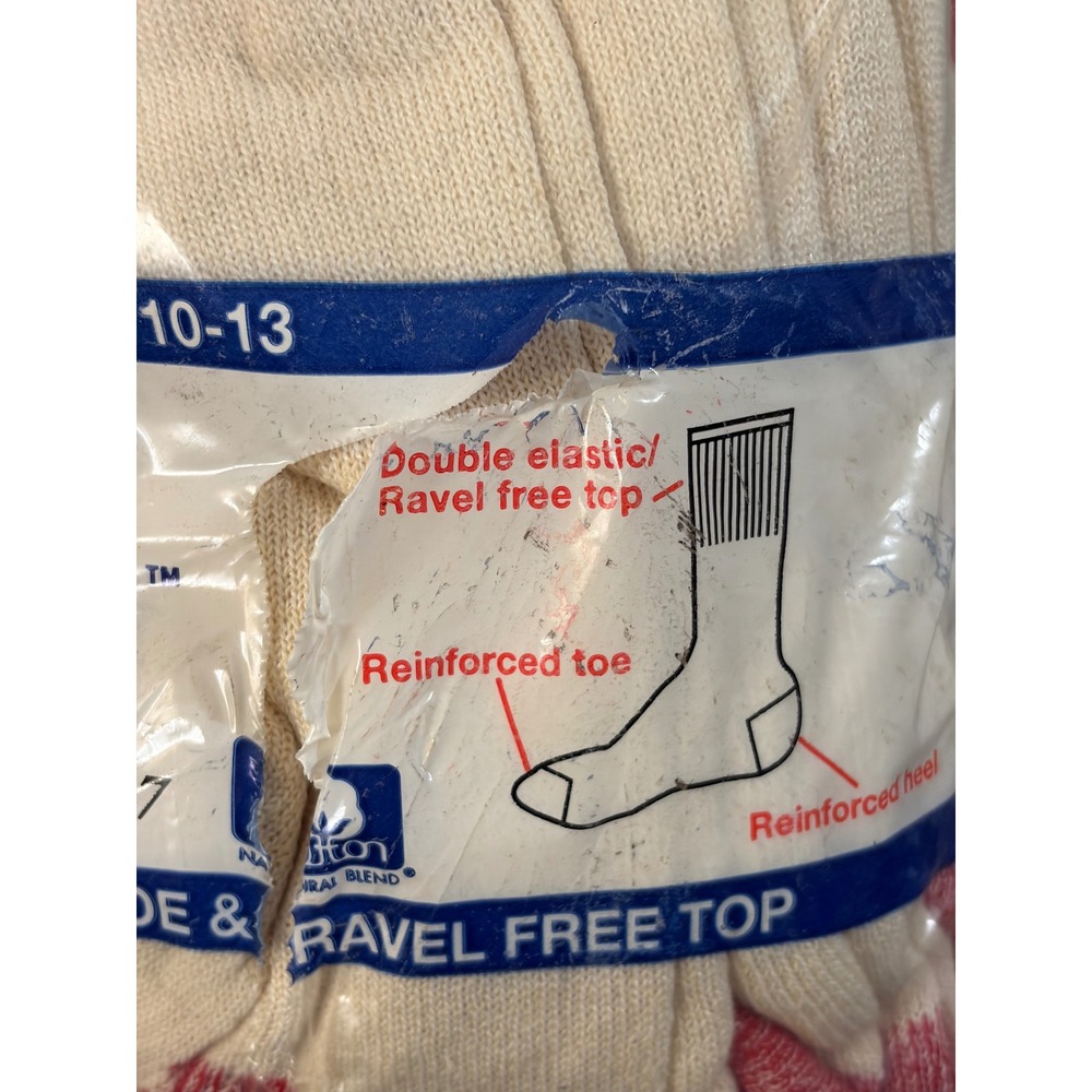 Sports Afield Boot Socks  10-13 Red Cream NEW Vintage Reinforced Heel Toe 6 Pair - Picture 5 of 5